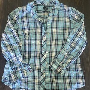 Talbots Women’s Button Down Shirt - Blue Plaid - Long Sleeve  Size Petite Medium